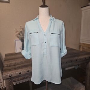 Light Blue Button-Up Blouse